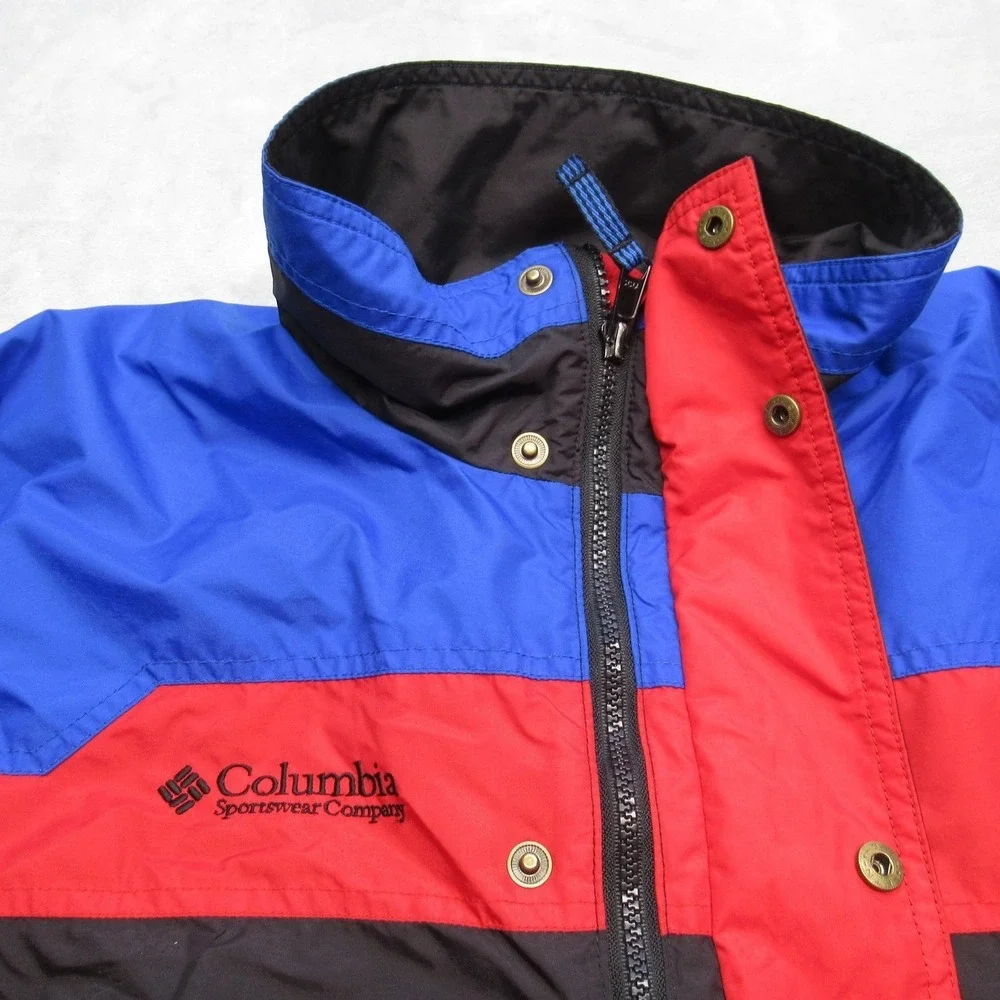 Vintage Columbia Jacket Youth 14/16 Large Blue Red Waterproof 3in1 Shell 90s‎
